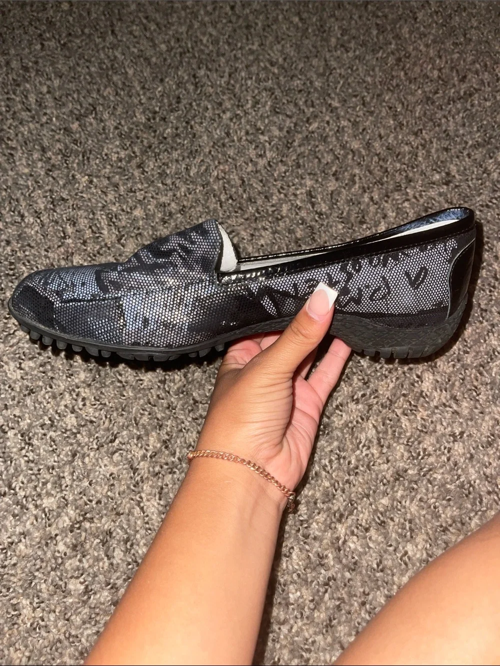 Walter Genuin Black Metallic Slip-On Loafers